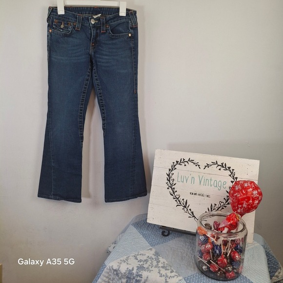 True Religion Denim - True Religion Joey Flare Jeans Medium Wash Twisted Seam Y2K Womens Size 29 USA